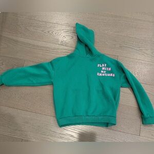 Edikted Green Kids Hoodie with Pink Print